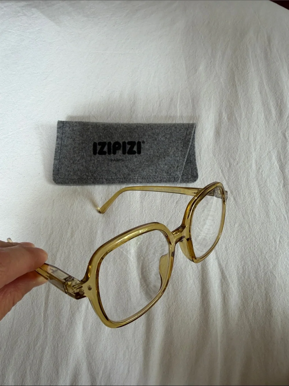Izipizi Women’s Office 1.5 Green-Yellow Transparent Square Glasses